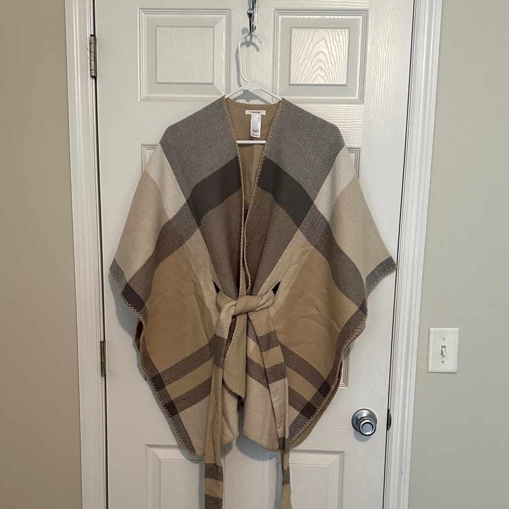 Maurices Beige Knit Open-Front Poncho